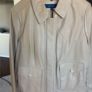 Cole Haan Women's Cream Leather Jacket